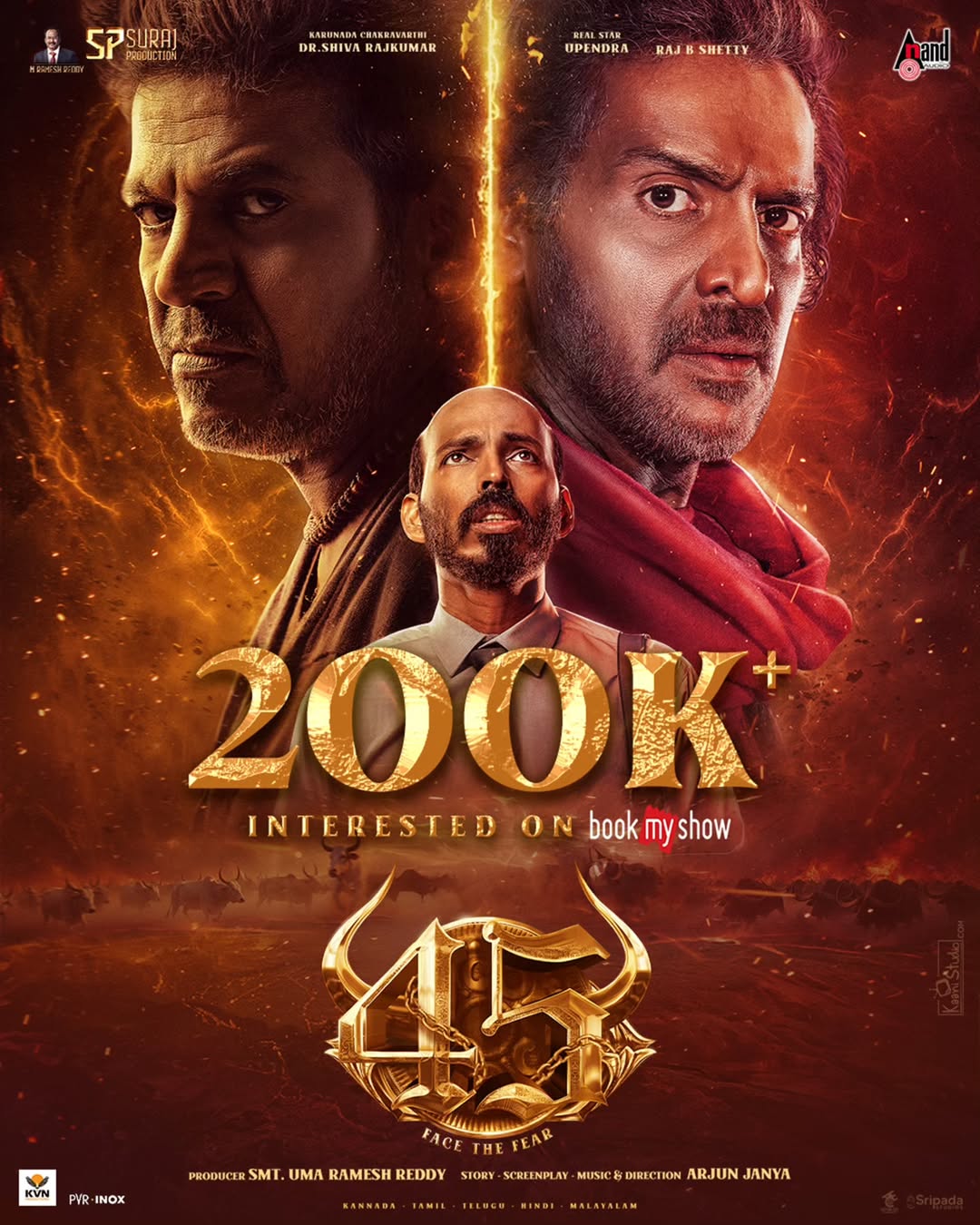 200K+ Interested on BookMyShow! ❤️Thank you for the massive love!#45TheMovie - Worldwide Grand